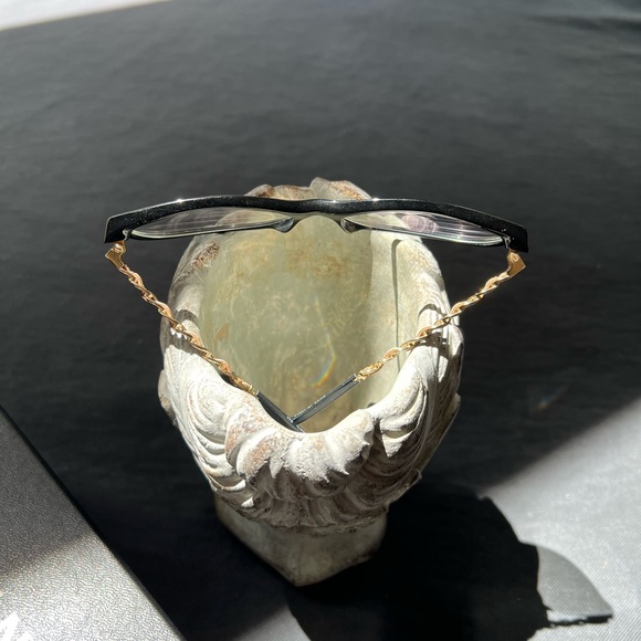 CHANEL 3221-Q Beige Leather Glasses Frames Chain Link EUC Italy Emma Watson - Picture 5 of 16